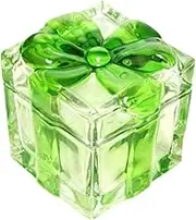 JISADER Square Glass Storage Box, Candy Dish with Lid, Sugar Bowl for Cookies and Snacks, Green Small