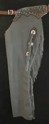 Custom Made Leather Chaps/New Turquoise Shotgun Chaps/Made In USA