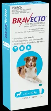 Bravecto Large Dogs 20 - 40kg Single dose SPOT ON for flea and Tick control