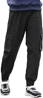 [KEOYA] Boys Cargo Pants Stretch Twill Pants for Kids Loose Jogging Bottoms Elastic Waist Jogger Trousers School Pant