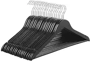 Wooden Coat Hangers - 20 Solid Wood Hanger with Bar, Chrome Metal Hook and Precisely Cut Notches for Coat, Jacket, and Dress Clothes