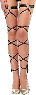 [Ibeauti] Women Sexy Leg Wraps for Rave Dancing Party Shiny Metallic Leg Wrap with O-Ring