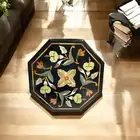 12" Octagon Black Marble Coffee Table Precious Inlay Stone Console Bar Furniture