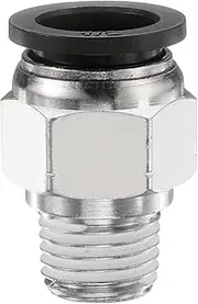 uxcell Push to Connect Fittings 1/2" Tube OD x 1/4" NPT Thread Male Straight Union Fittings Copper Quick Connect Pneumatic Fitting for Semi Truck Trailers Air Brake System, Black