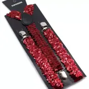 Men Women Sparkling Sequin Bow Tie and Suspenders Straps Brace Shiny Retro Craft