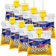 Disposable Fly Traps 8 Pack Bags Outdoor, Flies Catcher Traps with Natural Pre-Bait Refill Repellent, Reusable Stable Horse Ranch Trapper Outdoor Hanging Killer Helps Control