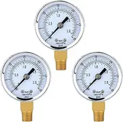 Mellisso 3X - 0-30 Psi 0-2 Bar Mini Dial Gauge Compressor Meters Hydraulic Pressure Gauge Gage Double Scale Black
