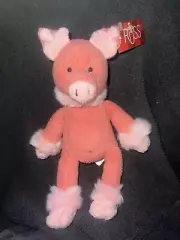 Russ Shammies 10" POSIE Pink Pig soft plush bean bag toy Fur Trim Stuffed Animal