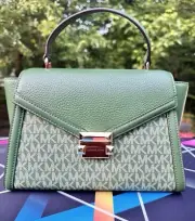 Michael Kors Bag Whitney Top Handle Satchel Mk Logo Fern Green Crossbody Purse
