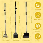 3 Pcs Pooper Scooper Metal Tray Rake and Spade Set with Long Handle Sturdy KotRk