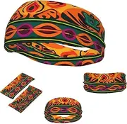 FJWSLCH Mexican Folk Art Boho Headbands for Women Men Non Slip Workout Sweatbands Adjustable Sports Hair Bands Elastic Head Bands Moisture Wicking Hairband for Running, Cycling, Yoga, Spa