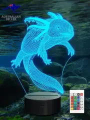 Night Light, Mexican Salamander Fish 3D Illusion Lamp for Kids, 16 Colors Changi