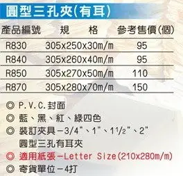 【優力文具】立強牌 圓型三孔管夾(有耳)R840＊一打12個＊資料夾/檔案夾/收納夾＊輕鬆做辦公室收納