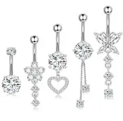 Surgical Stainless Steel Dangle Belly Button Rings for Women Belly Ring Dangl...