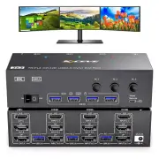 HDMI + 2 DisplayPort KVM Switch 3 Monitors 3 Computers 8K@60Hz 4 USB 3.0 Ports