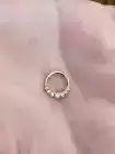 Hinged Nose Ring 16G Septum Clicker Daith Hoop 5 Natural Diamonds 14k Solid Gold