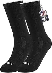 [SAMSOX] Merino Wool Boot Socks, Made in USA Heavyweight with Cushioned Toe Box, Steel Toe Crew Work Socks (Ironman)
