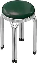 Stainless Steel Stacking Round Bar Stools, Home Restaurant Practical Stool with Non-Slip Feet for Home Office Living Room Indoor-Outdoor Stackable Stools Set of 4,Green