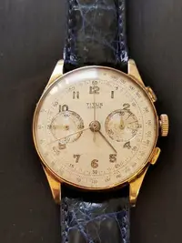 在飛比找Yahoo!奇摩拍賣優惠-瑞士18k金TITUS鐵達時多功能計時男錶手錶腕錶    尺