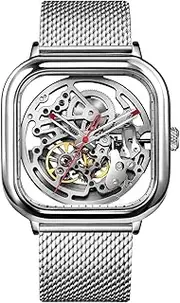 [Generic] CIGA Design Automatic Mechanical Watch C Series Skeleton Analog Wrist Watch with Milanese and Leather Strap Sapphire Crystal Mirror Gifts for Men and Women
