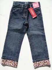 Gymboree NWT KITTY GLAMOUR Jeans Pant 3 5 SLIM 3T Denim Leopard Print Cuff