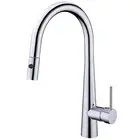 Chrome gooseneck pull out kitchen sink laundry mixer tap + 360 swivel