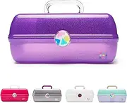Caboodles On-The-Go Girl Makeup Box, Purple Sparkle, Hard Plastic Makeup Organizer Box, Built-In Mirror, Secure Latch for Safe Travel, Spacious Storage for Large Items