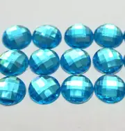 200 Blue Acrylic Flatback Rhinestone Faceted Round Gems 12mm No Hole