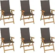 Garden Chairs 6 pcs with Taupe Cushions Solid Teak Wood,Outdoor Chairs 44.8KG-3065568