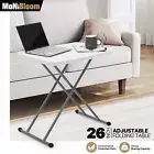 White Folding TV Tray Portable Adjustable Height Sofa Bed Side Table Laptop Desk