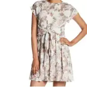REBECCA TAYLOR Penelope La Vie Printed 100% Linen Jersey Dress Small Floral