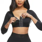 Mimigo Womens Shapewear 3/4 Sleeve Arm Shaper Front Closure Compression Bra Post Surgery Posture Corrector Tank Top Z black M