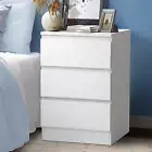White Bedside Table with 3 Drawers Bed Side Table