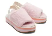 NWT & Box TOMS Sofia Eva Slip On Womens Faux Shearling Pink Slippers UGG Dupe 6