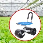 Garden Rolling Work Seat, Rolling Stool with Back Support, Rotating Garden Chair