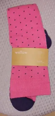 NWT Wellow Bamboo Pink with Navy Dots XL Compression Socks 18-25 mmHg Knee High