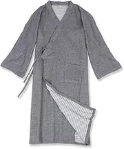 Bathrobe Men's Thin Bathrobe Pajamas Loose Casual and Comfortable Home Clothes Can Be Worn Outside Night Gown (A L)