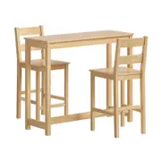 Oikiture 3PCS Bar Table Set 2 Stools Chair Natural