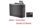 VoltX 12V 100Ah Slim Lithium Battery + Switch Panel ON-OFF Control Box (Connect 17 Devices)