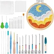 Walopola Punch Needle Kit for Beginners | Ergonomic Handle Embroidery Tools,Ergonomic Punch Needle Kit for Yarn, Carpets, Pillows, Quilts, Hats, Towels, Craft Projects
