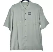 Quicksilver Mens Tahiti Palms Button Up Shirt Size Large Green Modal Polyester