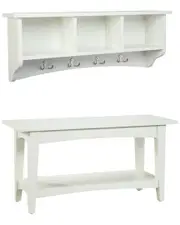 Alaterre Shaker Cottage Storage Coat Hook with Bench Set