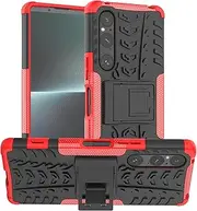 [YBROY] Case for Sony Xperia 1 V, Soft TPU + Hard PC, Full Body Rugged Shockproof Case, Stand Function, Anti-Scratch Cover for Sony Xperia 1 V.(Red)