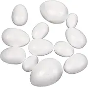 CIMAXIC 50pcs Imitation Eggs Mini Eggs Pre Filled Eggs Large Eggs Paint Mini Eggs Basket Stuffers Decorating Kinder Party Queen Soft Assorted Theme Foam White