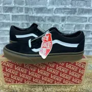 Vans Old Skool Black Medium Gum White Skate Shoes VN0001R1GI6 Mens Size 8.5 New