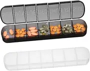 2Pcs Portable Weekly Pill Organizer Compartment Travel Case for Medication Divided Compartment Holder for Supplements