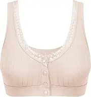 [Generic] Women Bras Push up Women's Bra Without Steel Ring Gathered Vest Front Open Button Underwear Lace Button Design Woman Bras