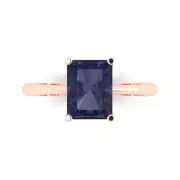 2.5ct Radiant Cut Blue Sapphire Stone Promise Engagement Ring 14k Rose Gold