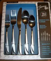FIESTA New in Box Circles Sand 20 pc Stainless Steel Flatware