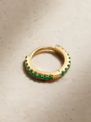 [MARIA TASH] MARIA TASH - 6.5mm 18-karat Gold Emerald Hoop Single Earring - One size One size Gold